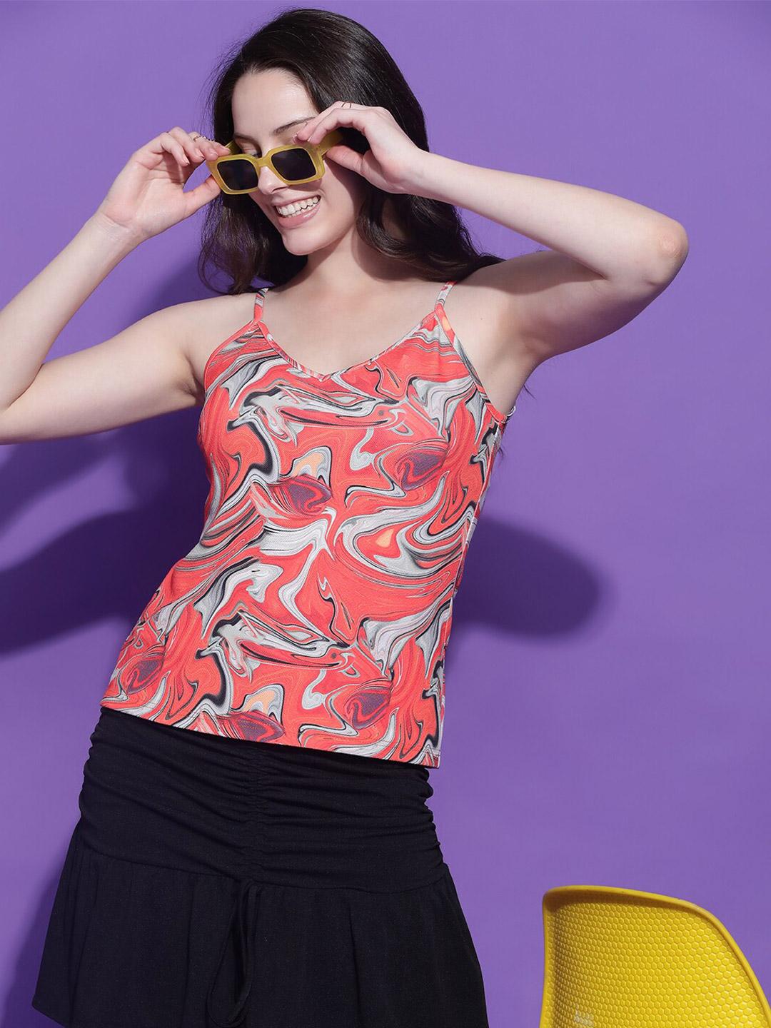 Buy Stylecast X Kotty Abstract Print V-Neck Sleeveless Top - Tops