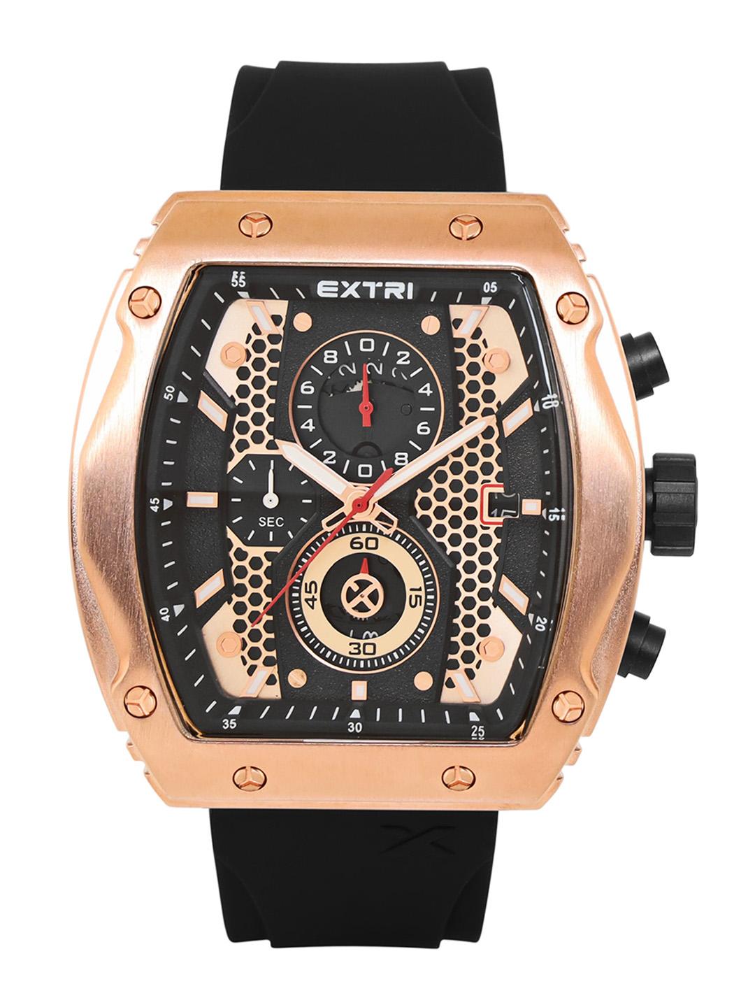 Buy EXTRI Men Textured Dial & Silicon Straps Analogue Chronograph