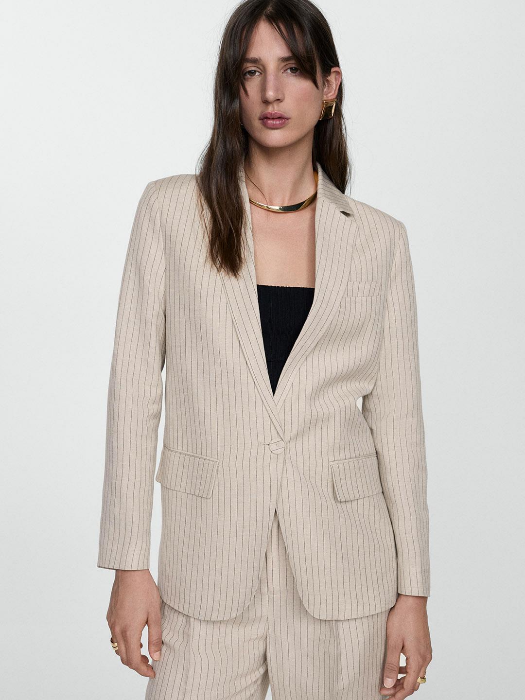 Buy MANGO Pinstripe Single-Breasted Blazer Blazers for Women