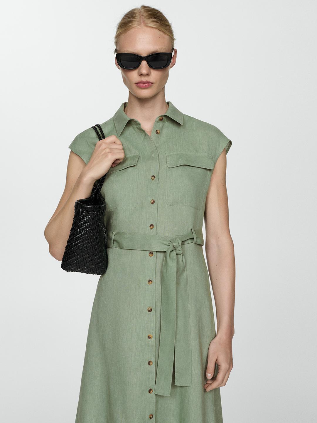 Buy MANGO Linen Shirt Midi Dress - Dresses for Women 28844172 | Myntra