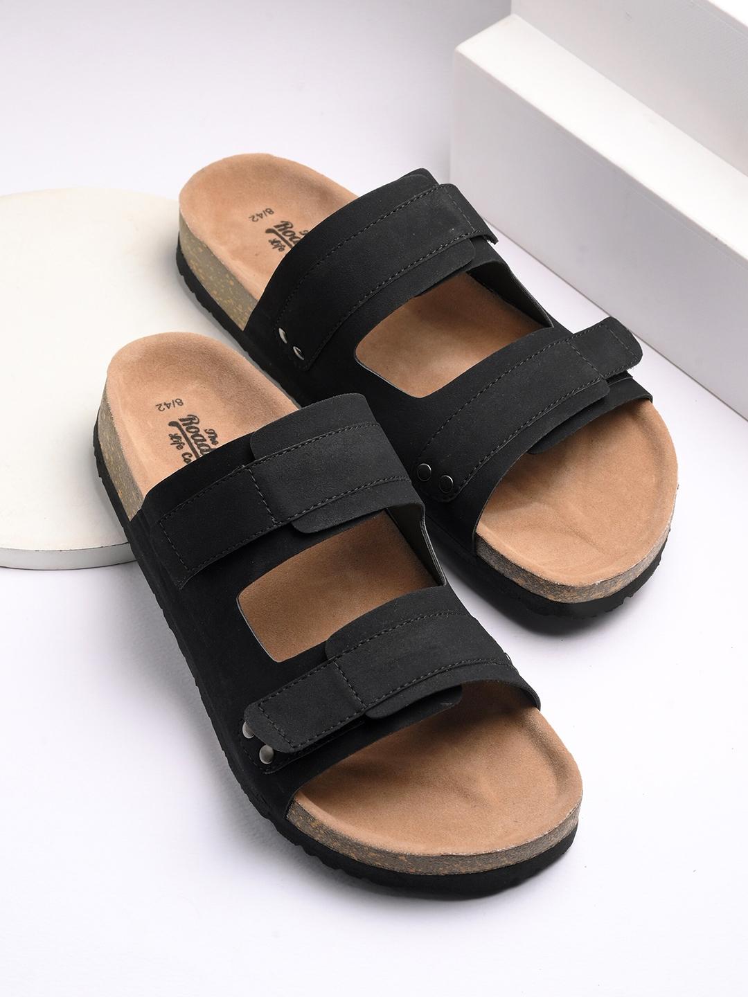 Buy The Roadster Lifestyle Men Black Slip-On Casual Sandals