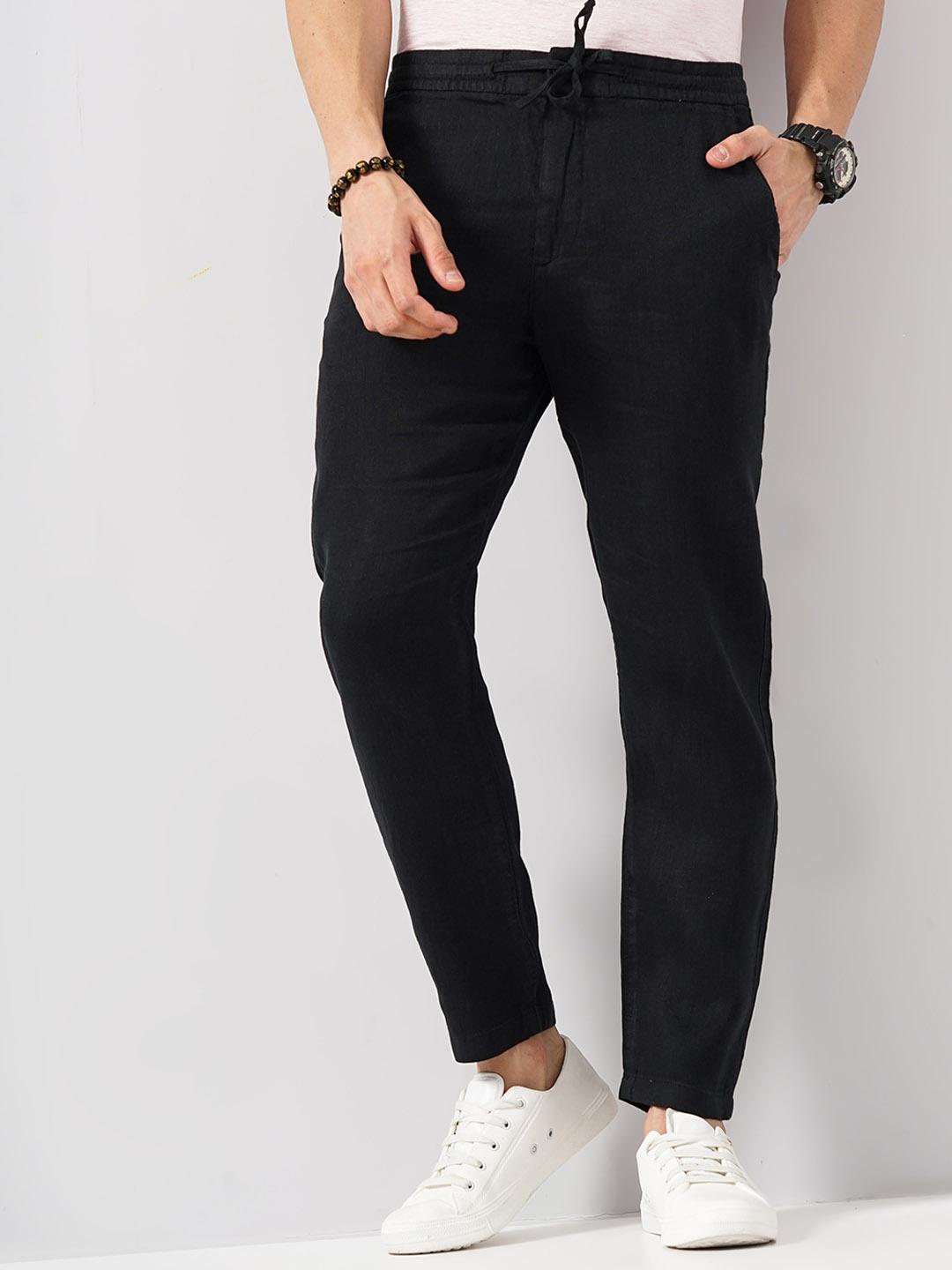 Celio Men Black Pure Linen Trouser - Image 1