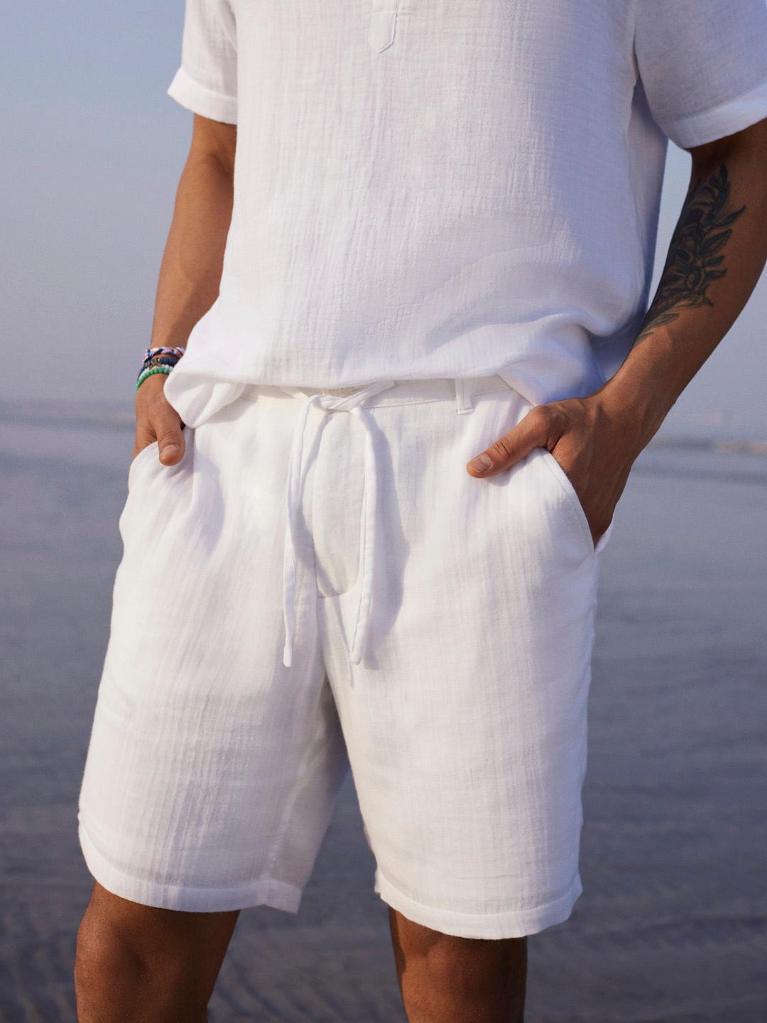Buy KINGDOM OF WHITE Mid-Rise Pure Cotton Breezy Shorts - Shorts
