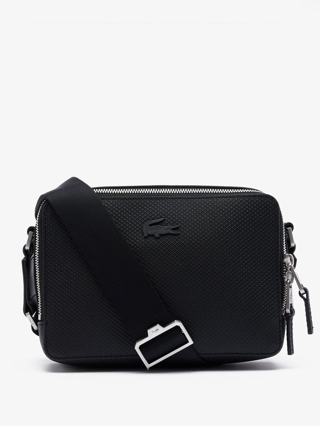 Buy Lacoste Men Textured Structured Leather Cross Body Bag