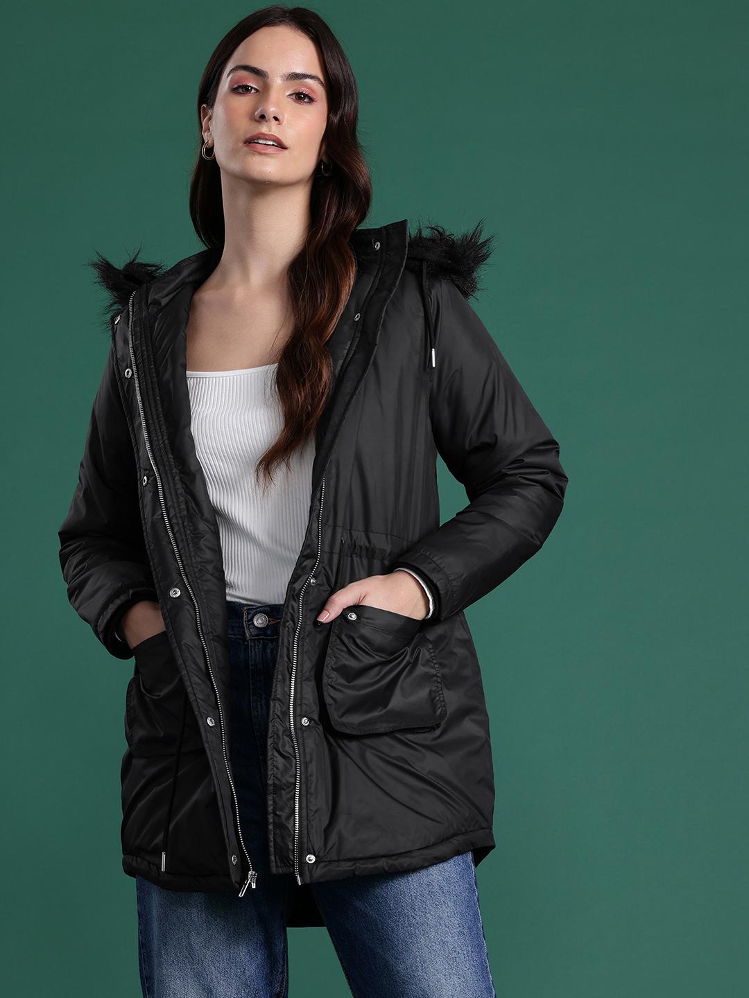 Buy DressBerry Hooded Faux Fur Longline Parka Jacket Jackets for