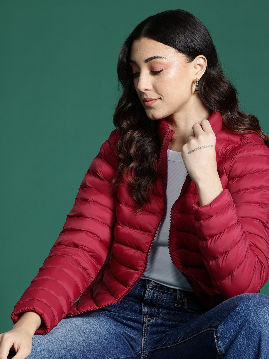 Buy DressBerry Cherry Red Puffer Jacket - Jackets for Women 28986958 |  Myntra