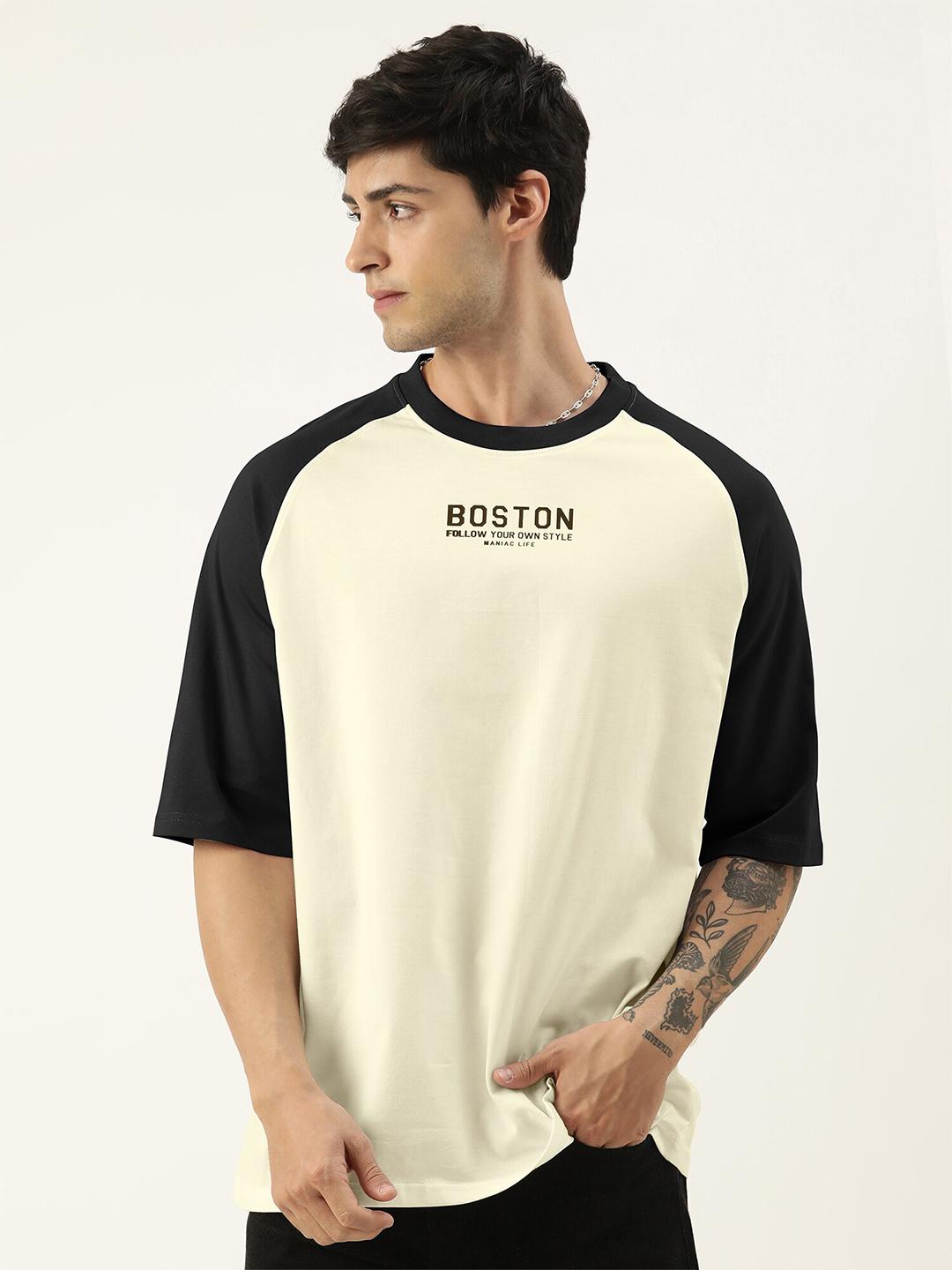 Buy Maniac Colourblocked Raglan Sleeves Cotton Oversized T-shirt