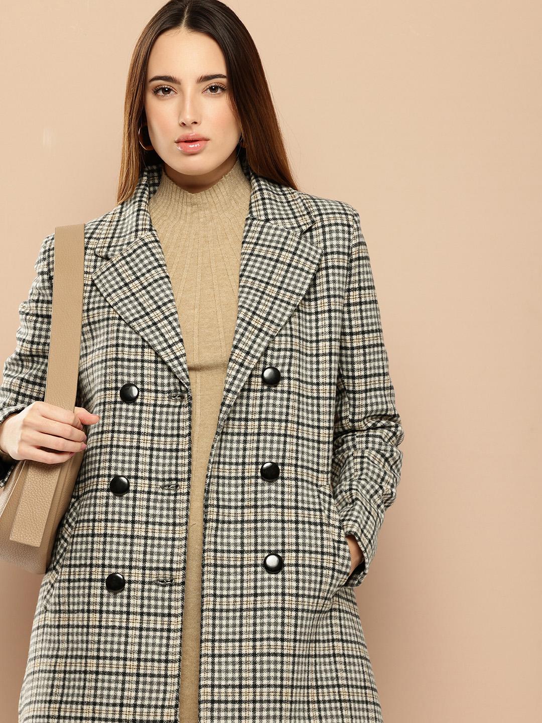 longline coat new look check jacket