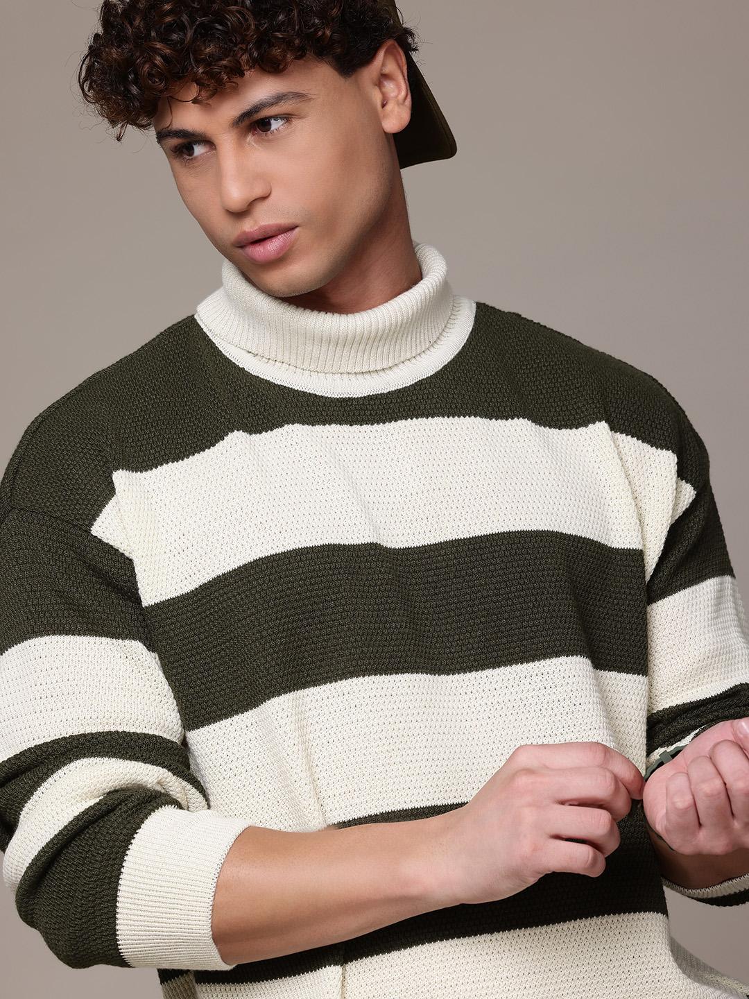 Roadster Striped Turtle Neck Pullover Sweater - Image 1