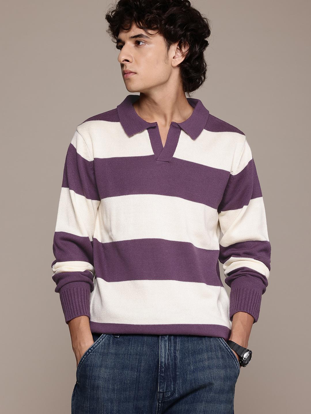 Roadster Men Striped Pullover - Image 1