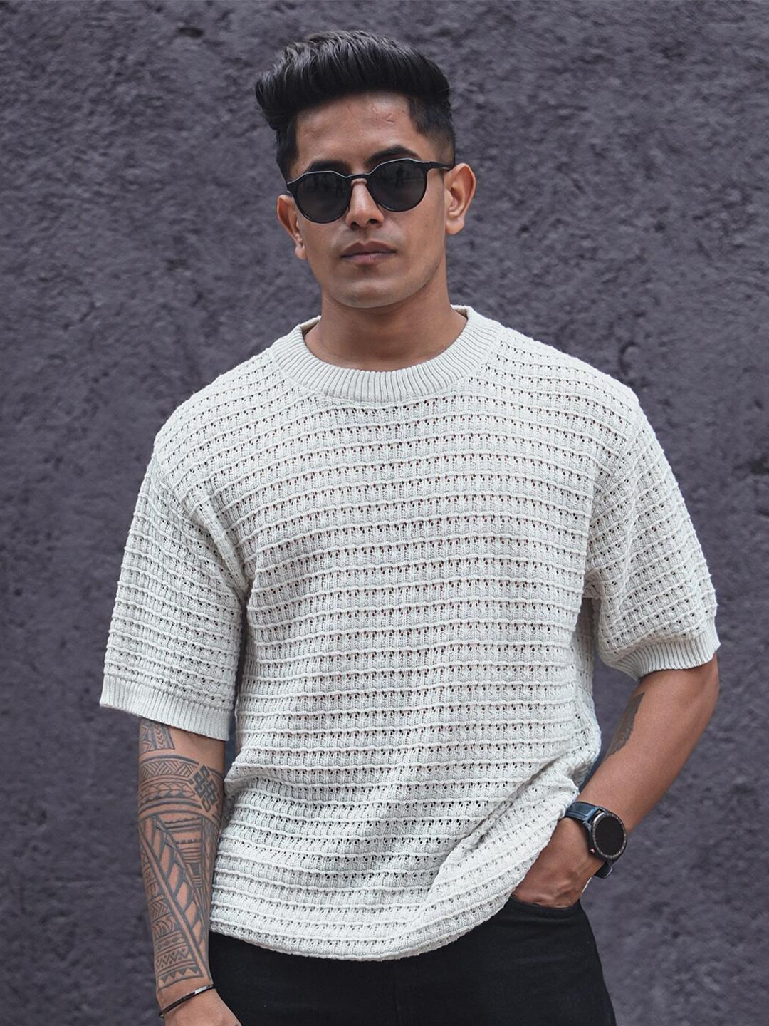 ニット/セーター OVER HALF SLEEVE KNIT TOPS Buy Pink Multi Short Sleeve Twist Knit Jumper With Wool from the