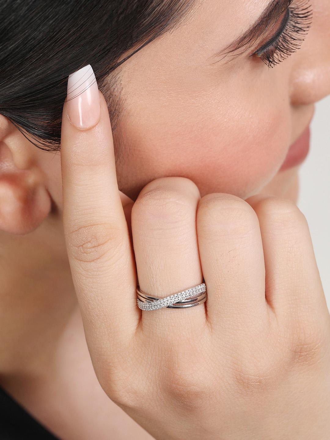 Buy Zavya 925 Pure Sterling Silver Rhodium-Plated Finger Ring