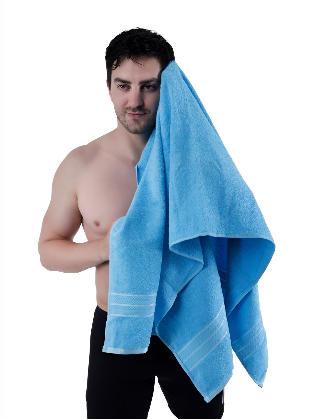 Buy Dollar Socks Blue Cotton 400 GSM Bath Towel - Bath Towels for