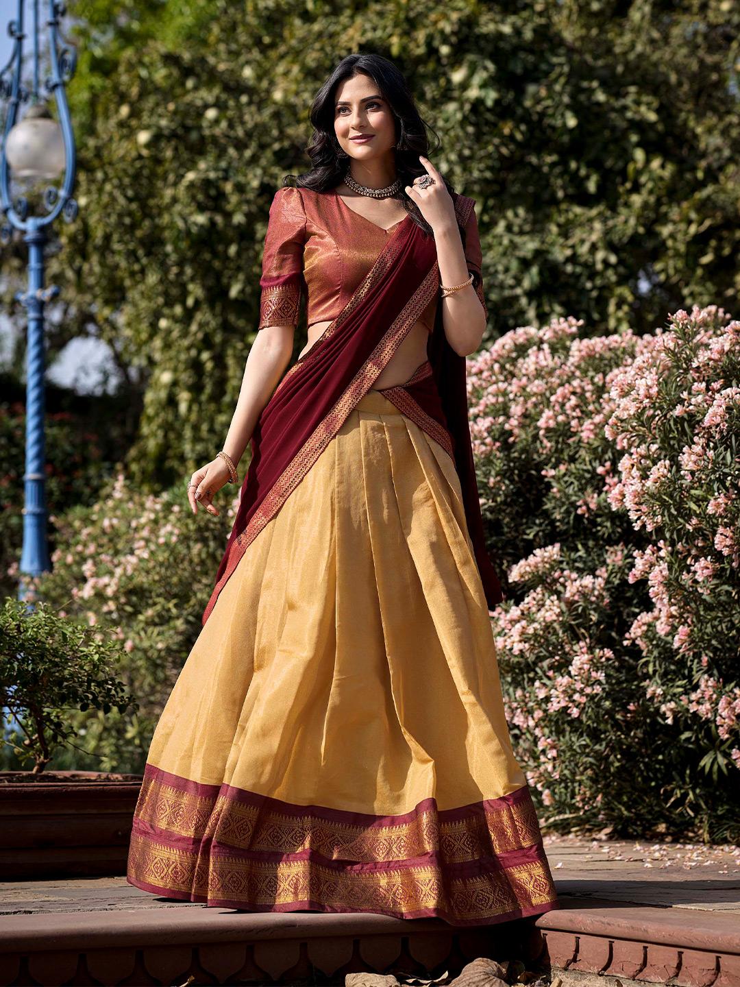 LOOKNBOOK ART Traditional Kanchipuram Zari Lehenga Choli Set - Image 1