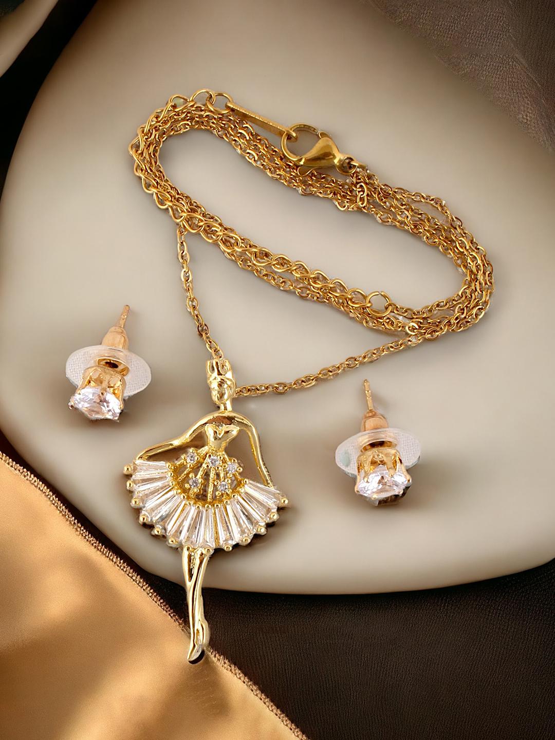 Buy LUCKY JEWELLERY Gold Plated AD-Studded Dancing Doll Pendant