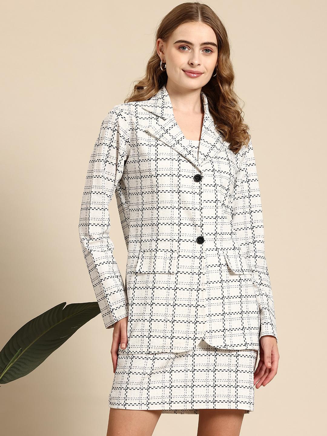 Buy Mast Harbour Checked Top With Skirt Blazer Co-Ords for