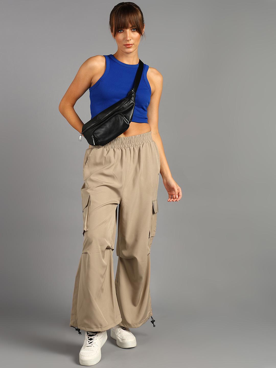 Buy HRX by Hrithik Roshan Women Baggy Parachute Cargo Track Pants