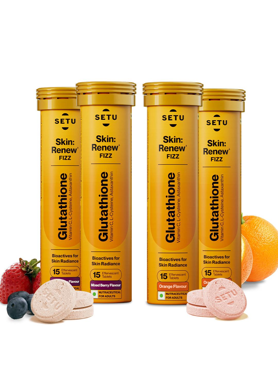 Buy Setu Pack o 4 Skin Renew Glutathione 60 Effervescent Tablets - Mixed Berry & Orange - Skin Supplements for Unisex 29904659 | Myntra Buy Setu Pack o 4 Skin Renew Glutathione 60 Effervescent Tablets - Mixed Berry & Orange - Skin Supplements for Unisex 29904659 | Myntra