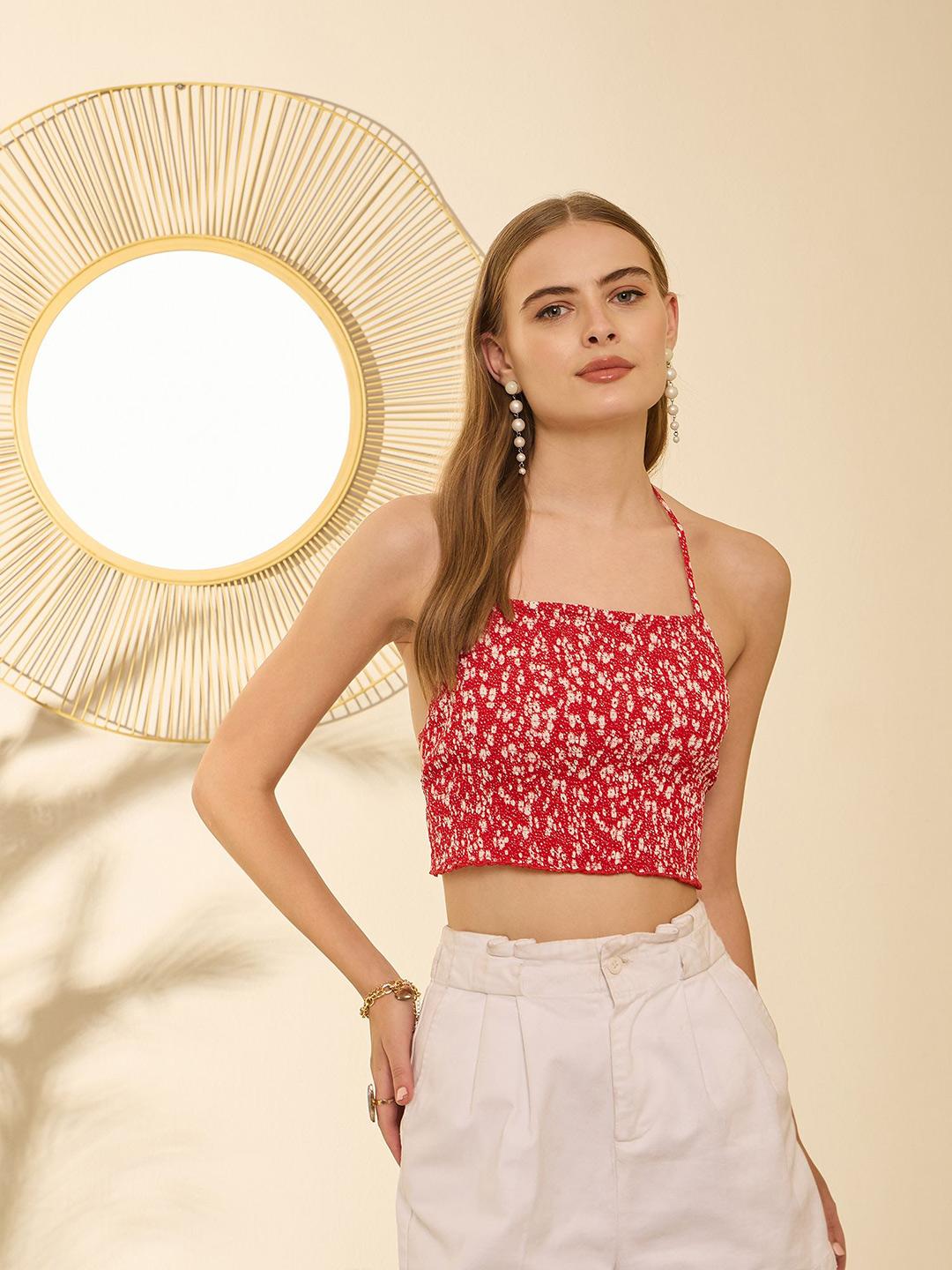Buy Berrylush Floral Printed Sleeveless Crop Top - Tops for Women
