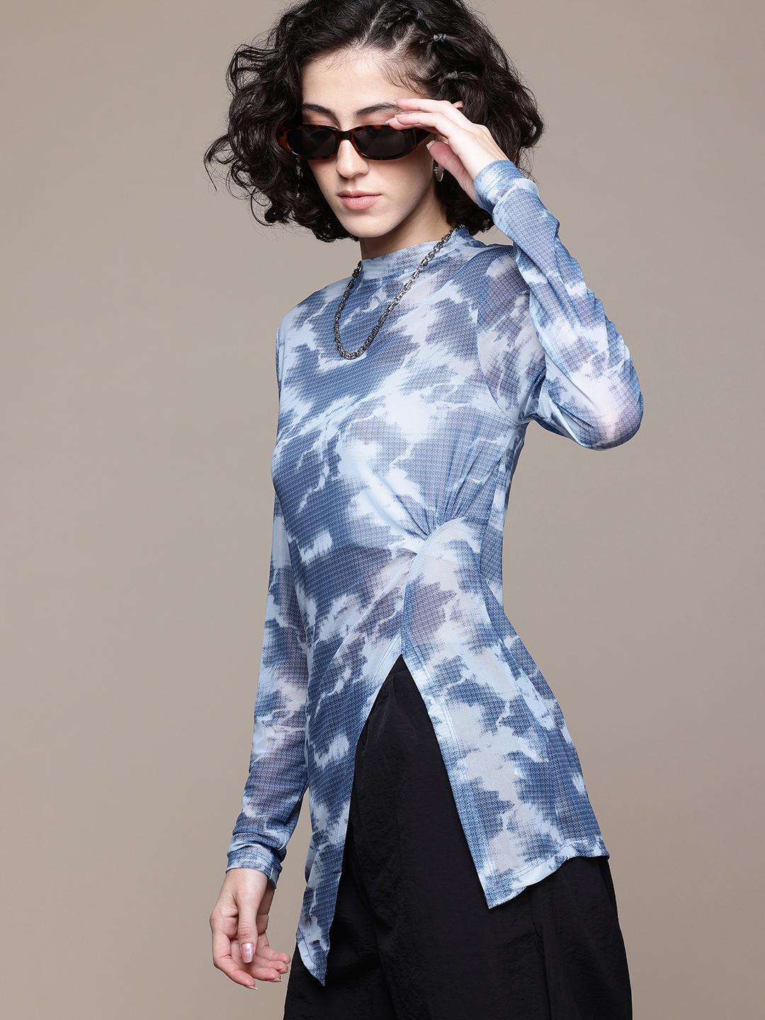 Buy The Roadster Lifestyle Co. Printed Sheer Mesh Top - Tops for