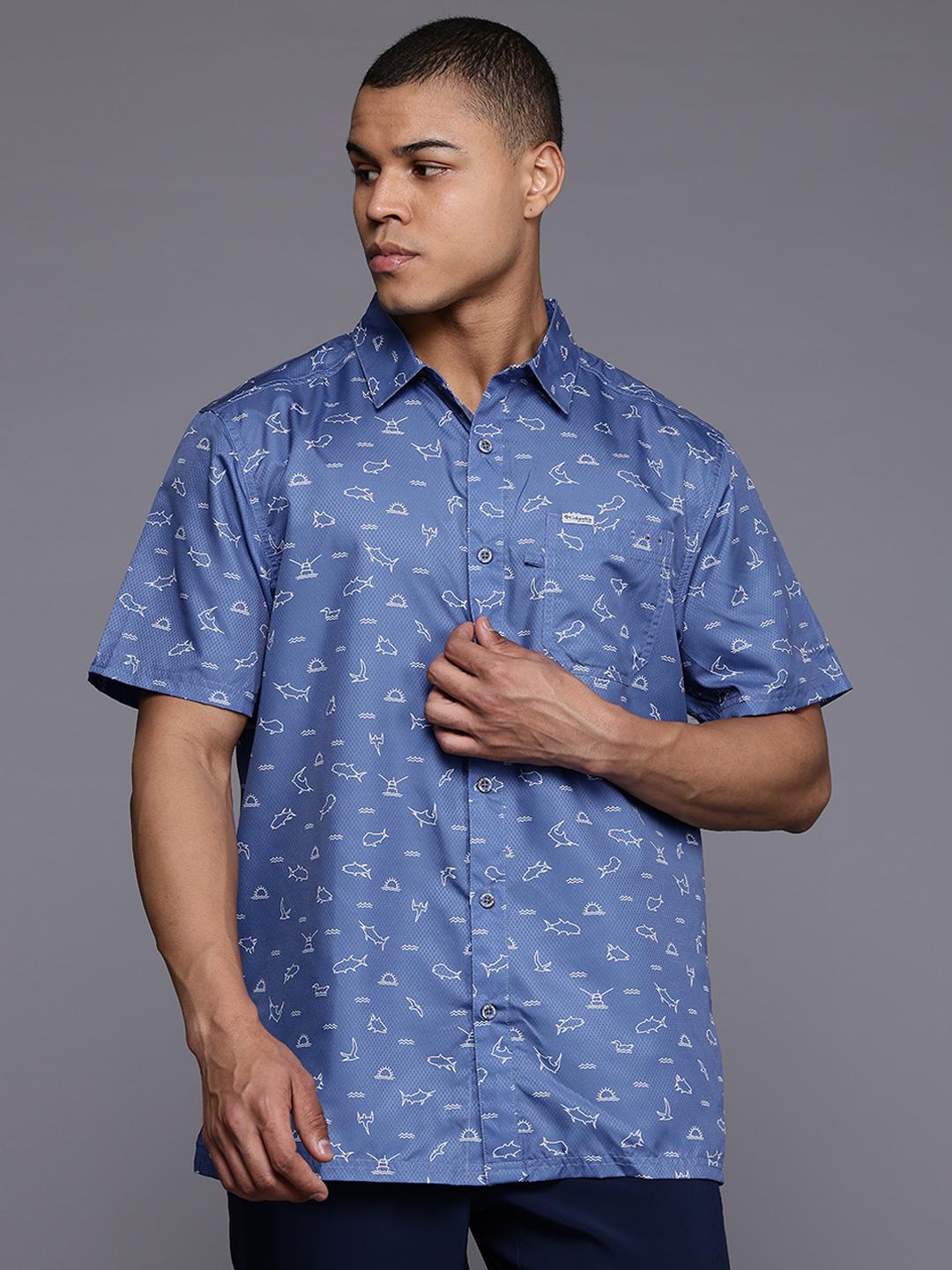 Columbia Men's Fish Print Button Down Shirt Columbia Shirt