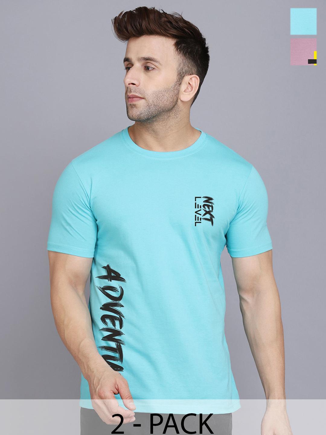 SLOWLORIS Men Pack Of Typography Printed T-shirts