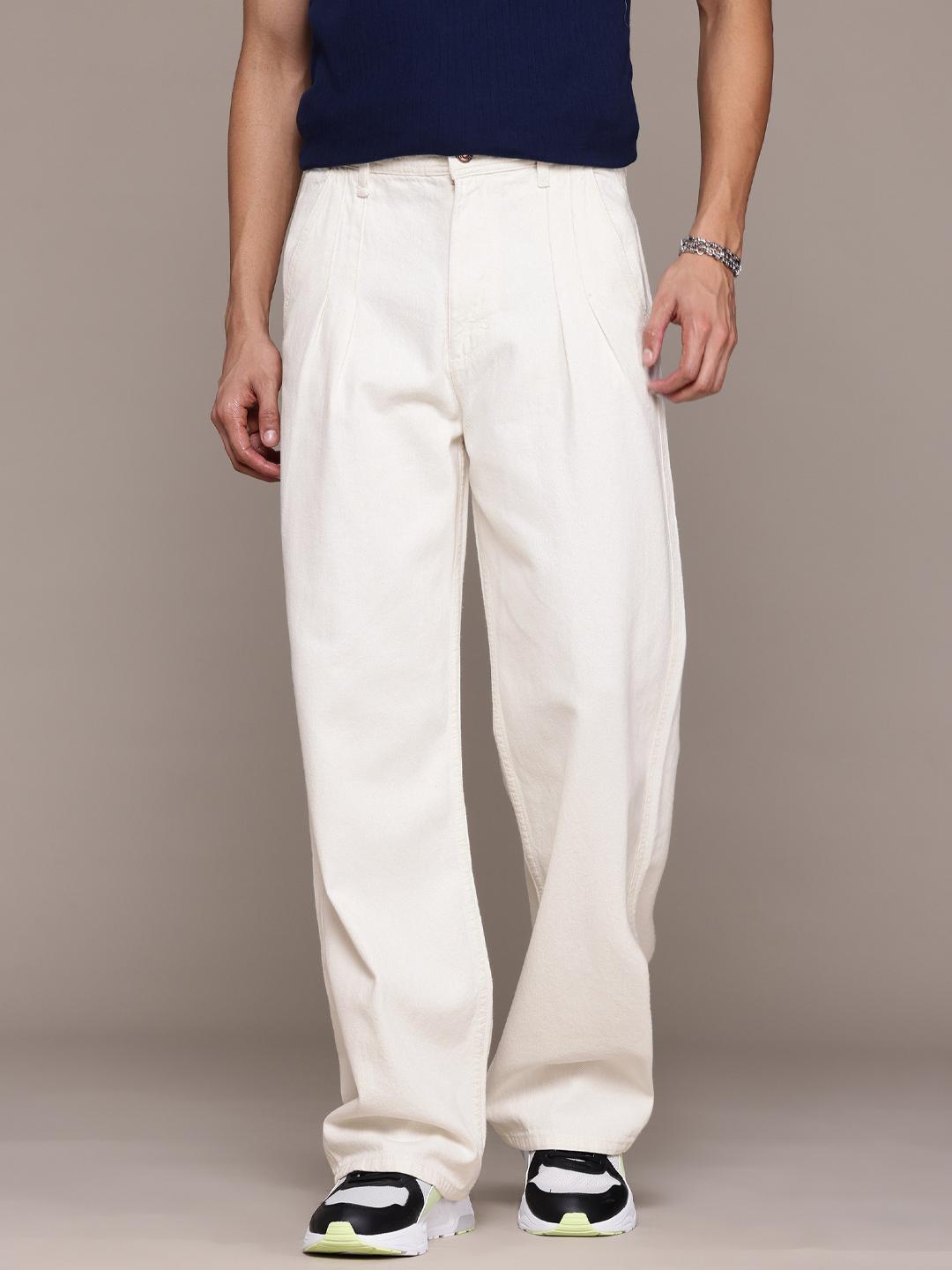 Roadster Men Pleated Wide Leg Cotton Jeans - Image 1