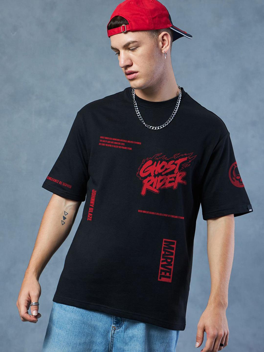 Bewakoof Heavy Duty 1.0 Men Black Graphic Oversized T-shirt - Image 1