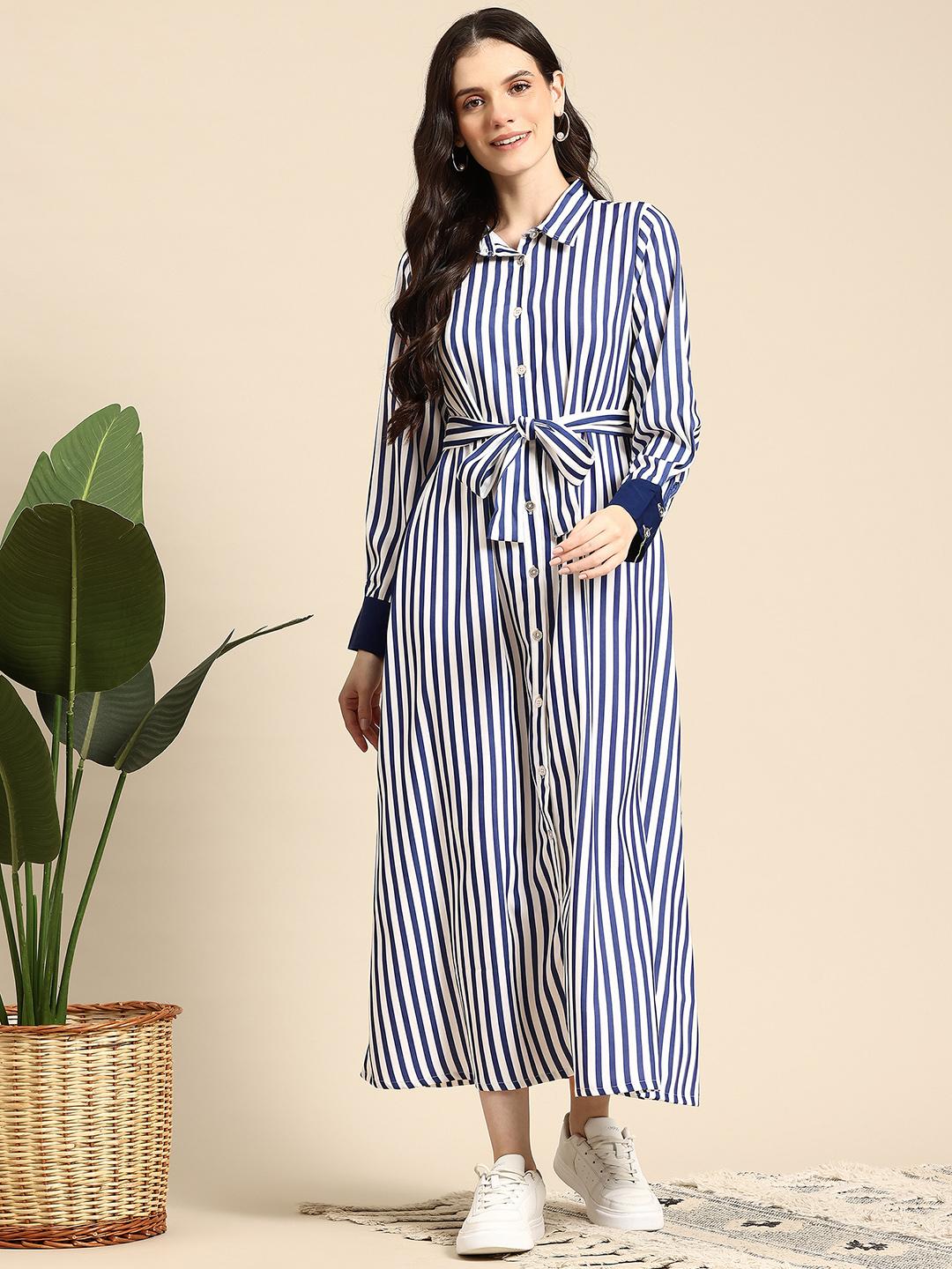 Buy Mast Harbour Striped Shirt Maxi Dress Dresses for Women