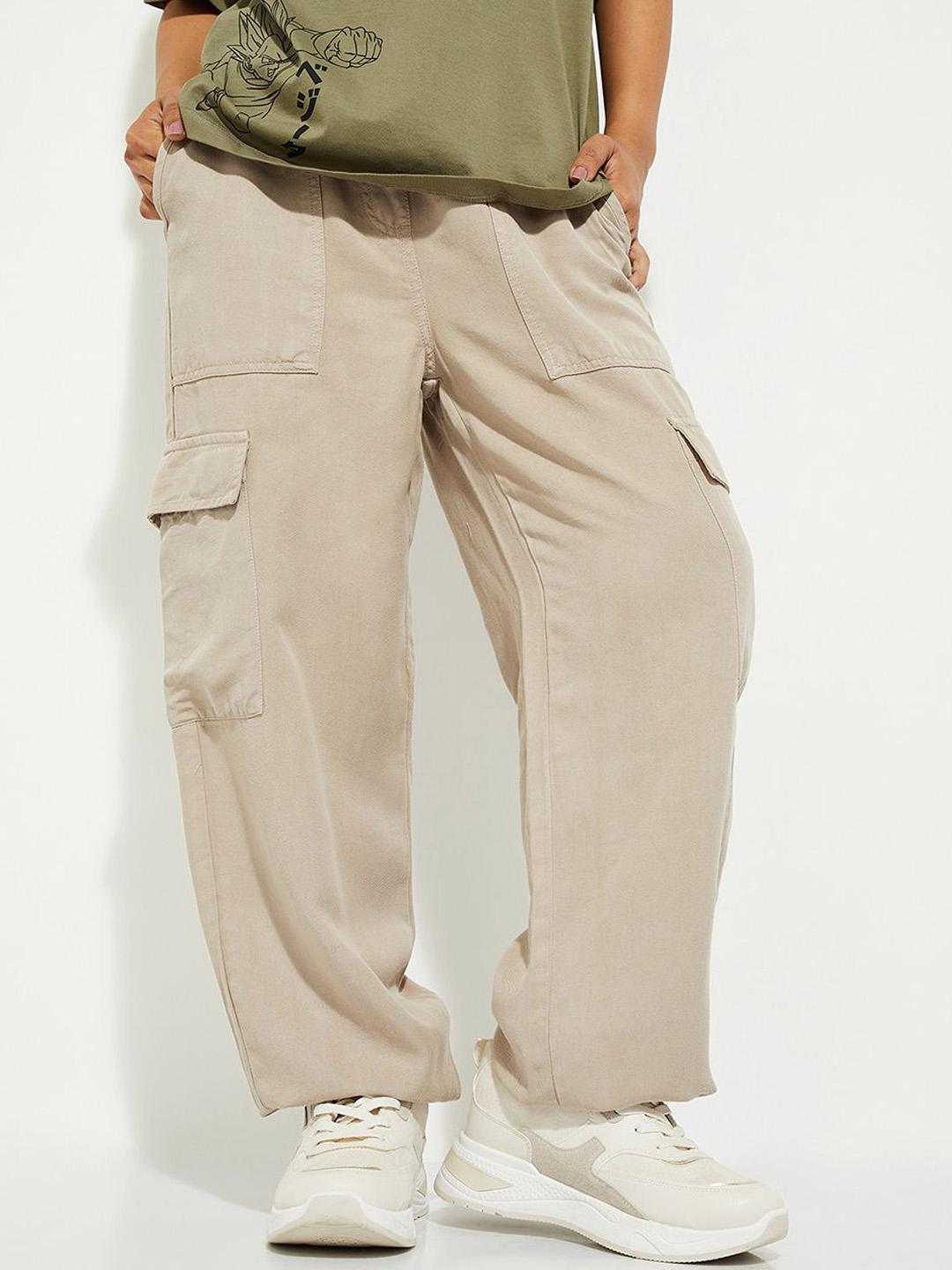 Buy max URB_N Women Solid Cargo Trousers - Trousers for