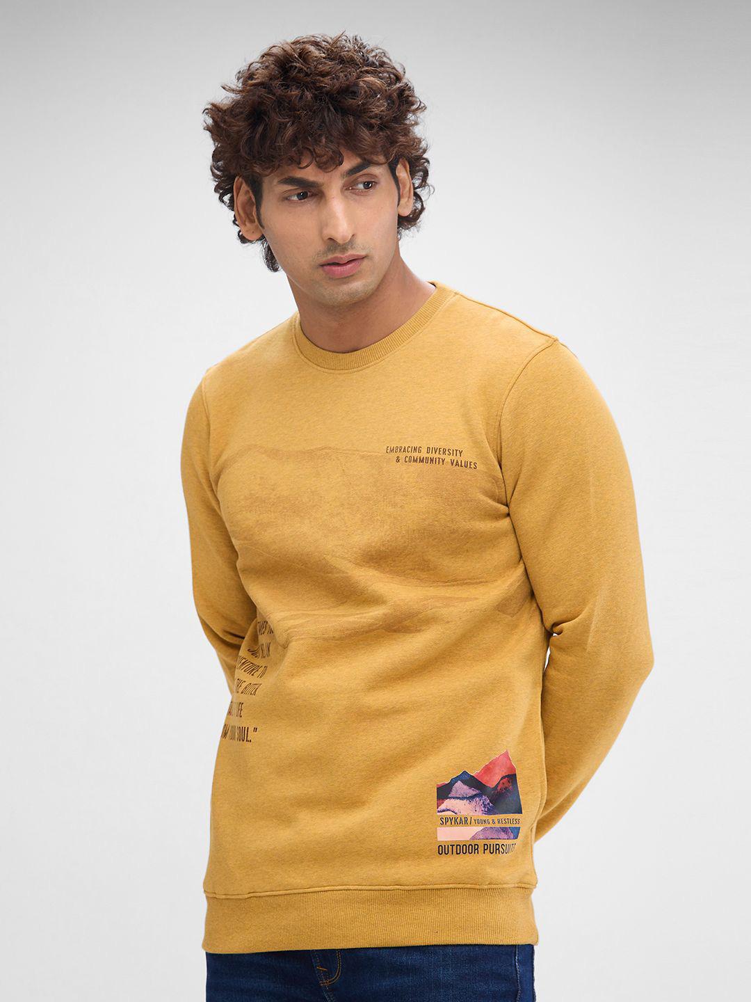 yellow spykar hooded sweatshirt