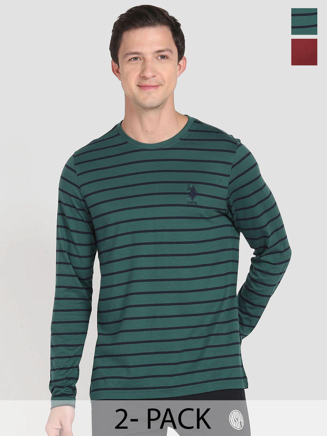 Mancozy Men's 2-Pack Long Sleeve Crewneck T-Shirts - Soft, Fitted, Cotton Blend (Large)