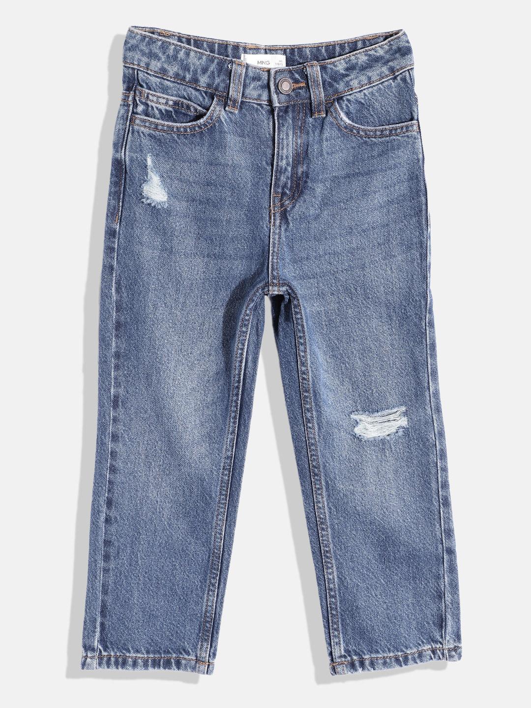 Buy Mango Kids Boys Cotton Low Distress Light Fade Jeans Jeans