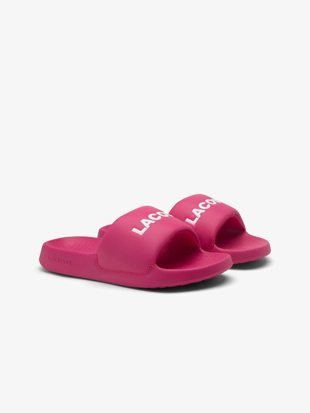 Pink Womens Lacoste Slides Womens Croco 119 CFA Slides
