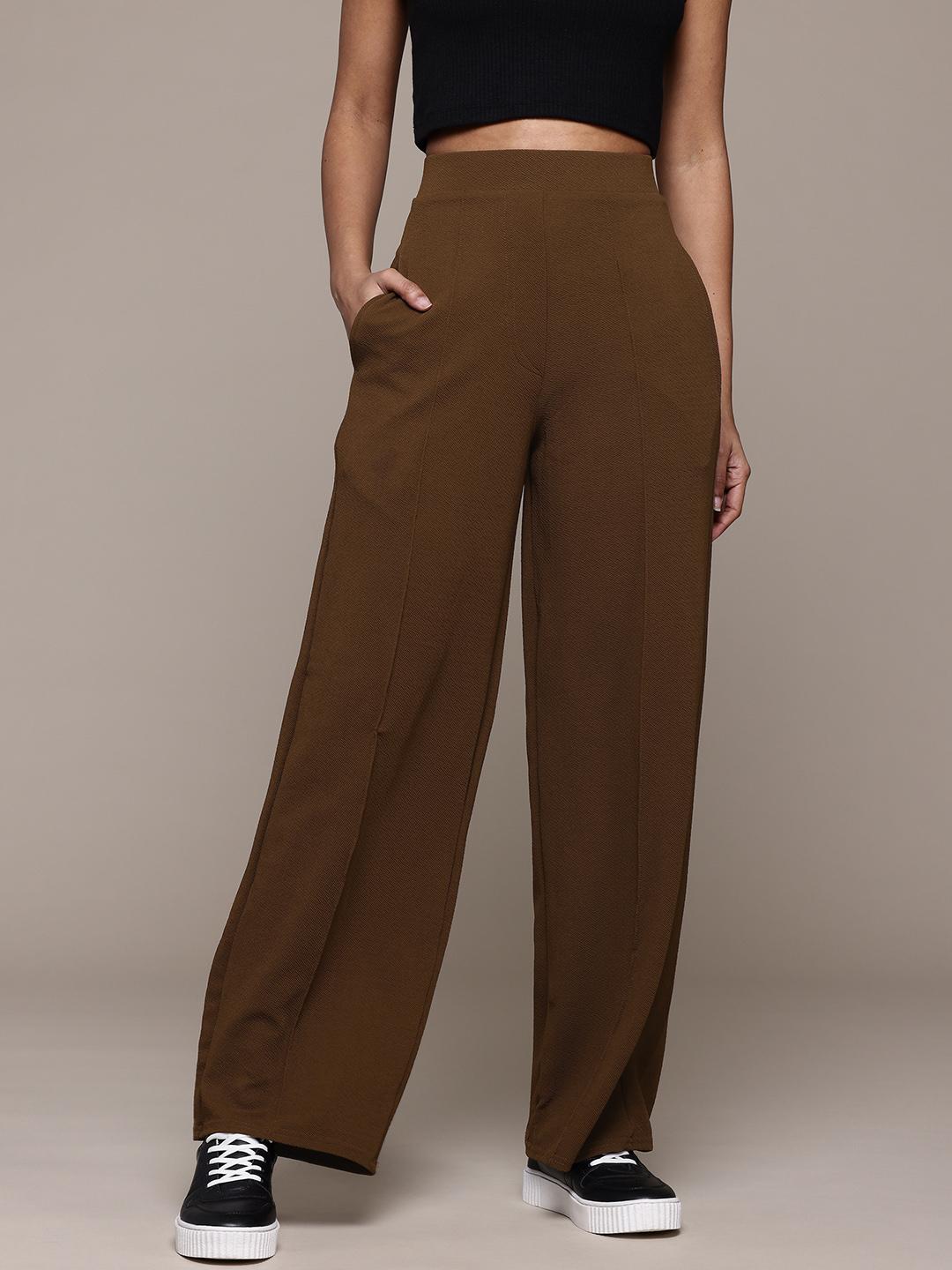 Buy Roadster Smart High-Rise Wrinkle Free Trousers - Trousers for