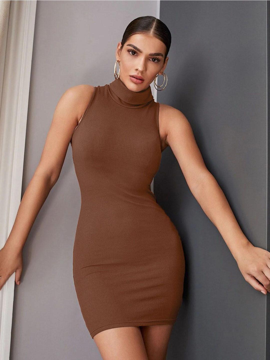 Buy Tivante Turtle Neck Sleeveless Bodycon Mini Dress - Dresses