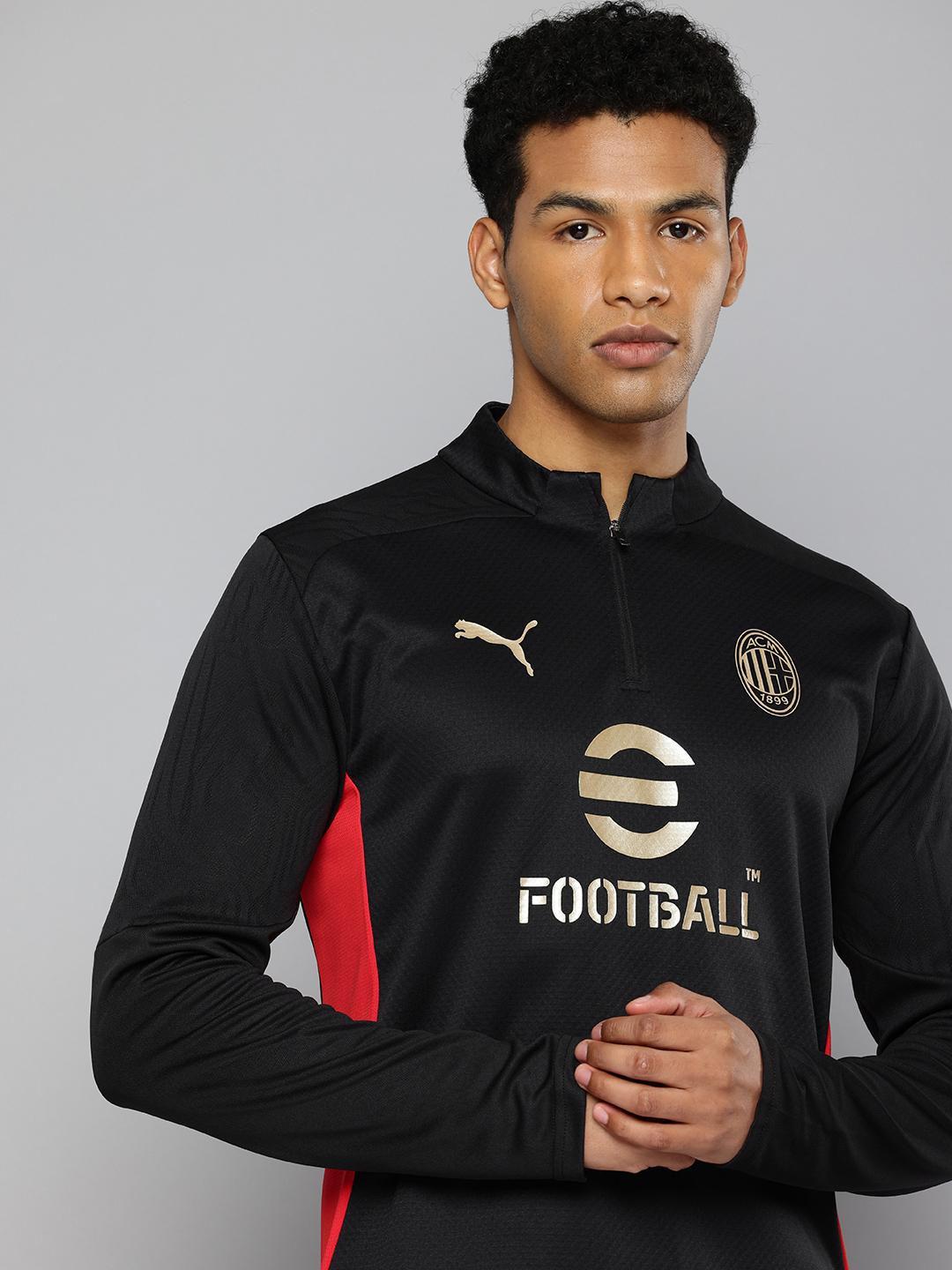 Buy Puma AC Milan Quarter-Zip Typography Printed DryCell Slim Fit