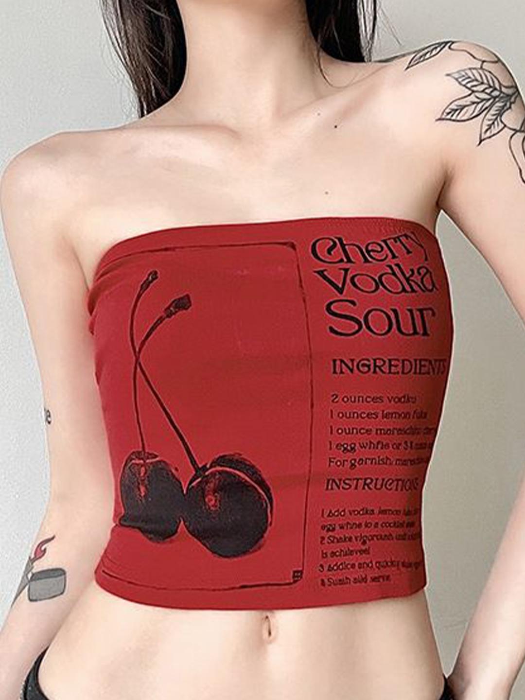 Buy StyleCast x Revolte Women Cherry Vodka Sour Graphic Tube Top