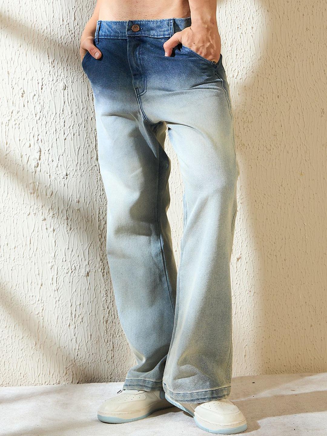 Buy FUGAZEE Men Flared Low Distress Heavy Fade Ombre Jeans - Jeans