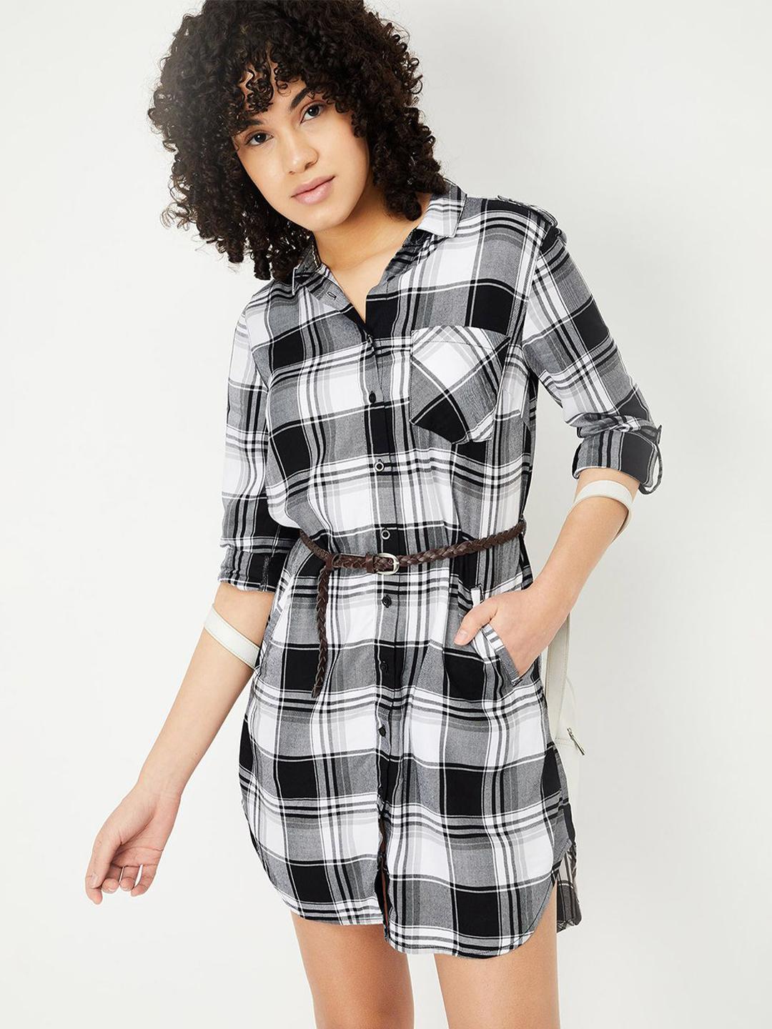 【新品】Herlipto Checked Shirt Mini Dress Buy max Women Checked Shirt Mini Dress - Dresses for Women
