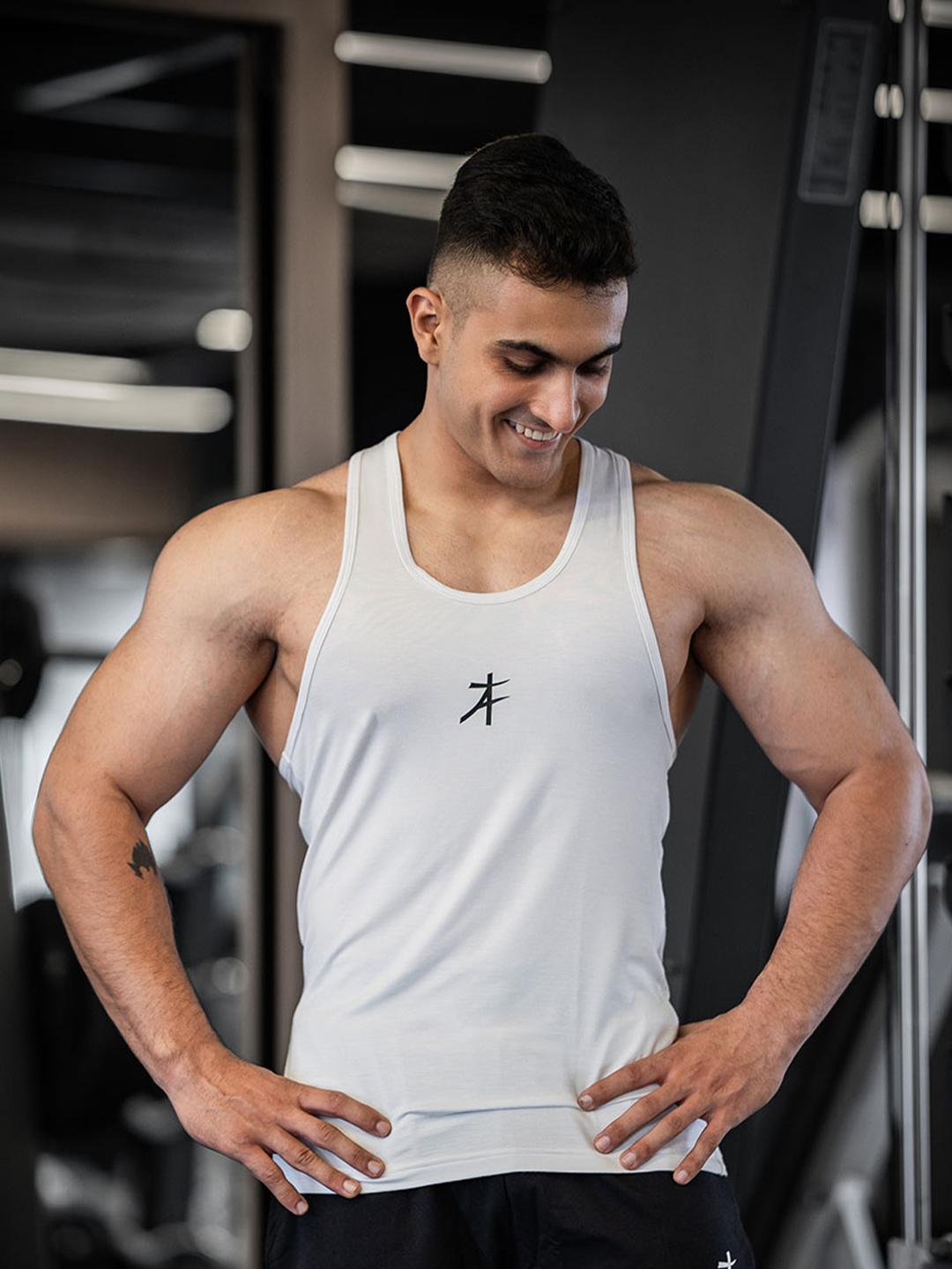 Buy Athflex Men Printed Scoop Neck Sleeveless Gym Vests