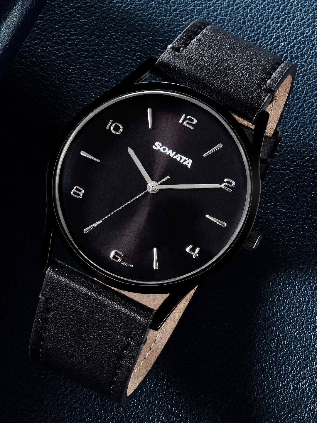 Sonata Quartz Analog Black Dial Watch for Men - 77140nl01 - Image 1