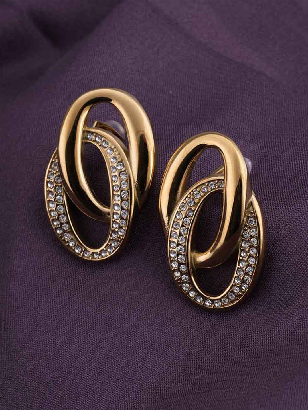 Buy PALMONAS Gold Plated Stainless Steel Cubic Zirconia Studs