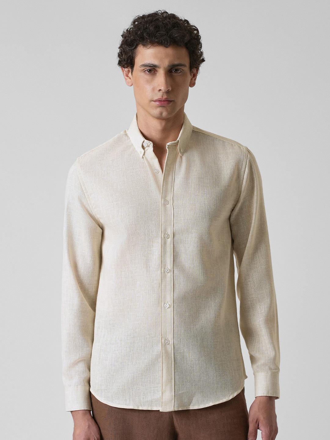 Banana Club Men Classic Slim Fit Semi Sheer Checked Casual Linen Shirt - Image 1
