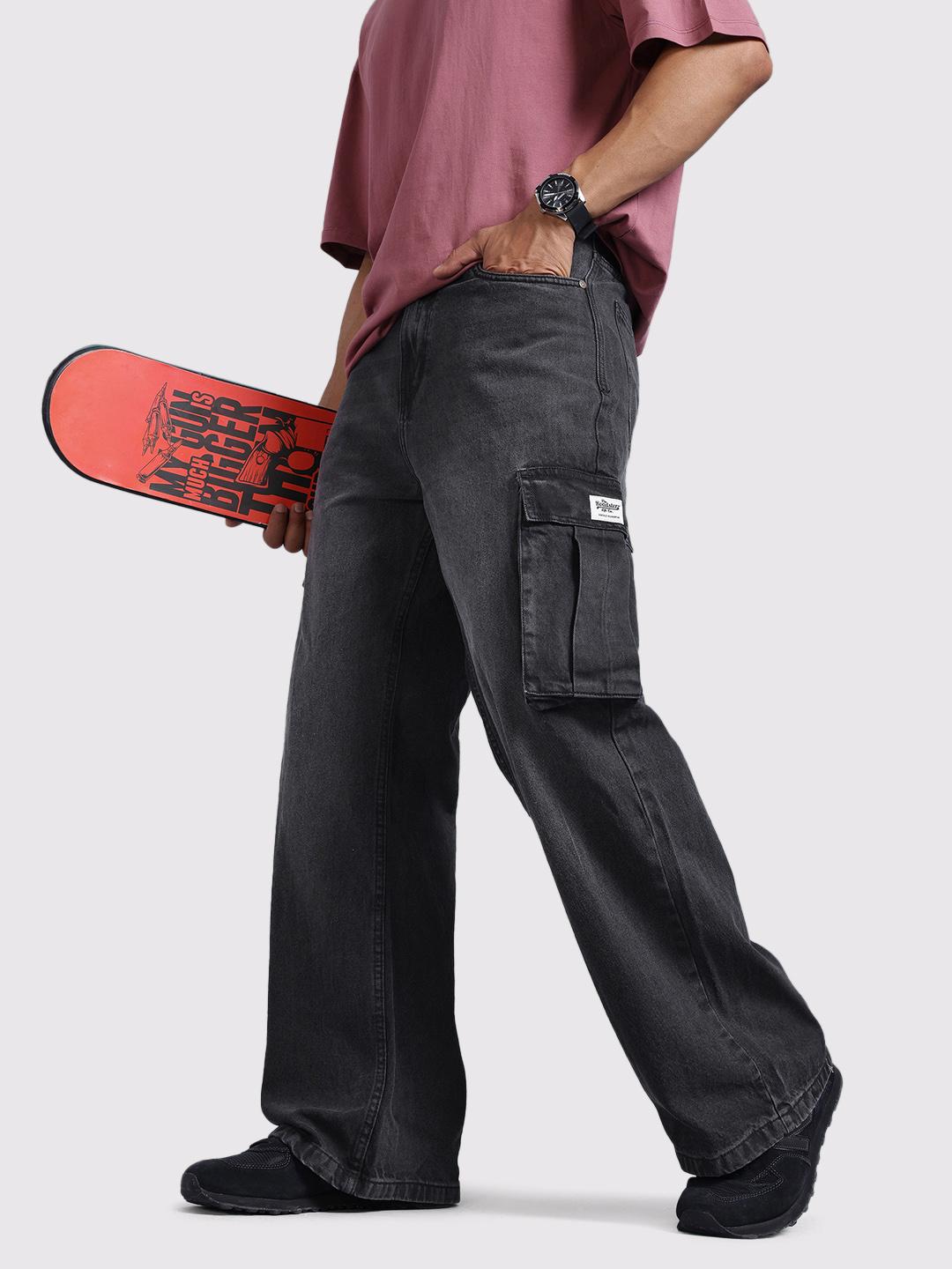 Buy The Roadster Life Co. Men Loose Bootcut Cargo Style Jeans