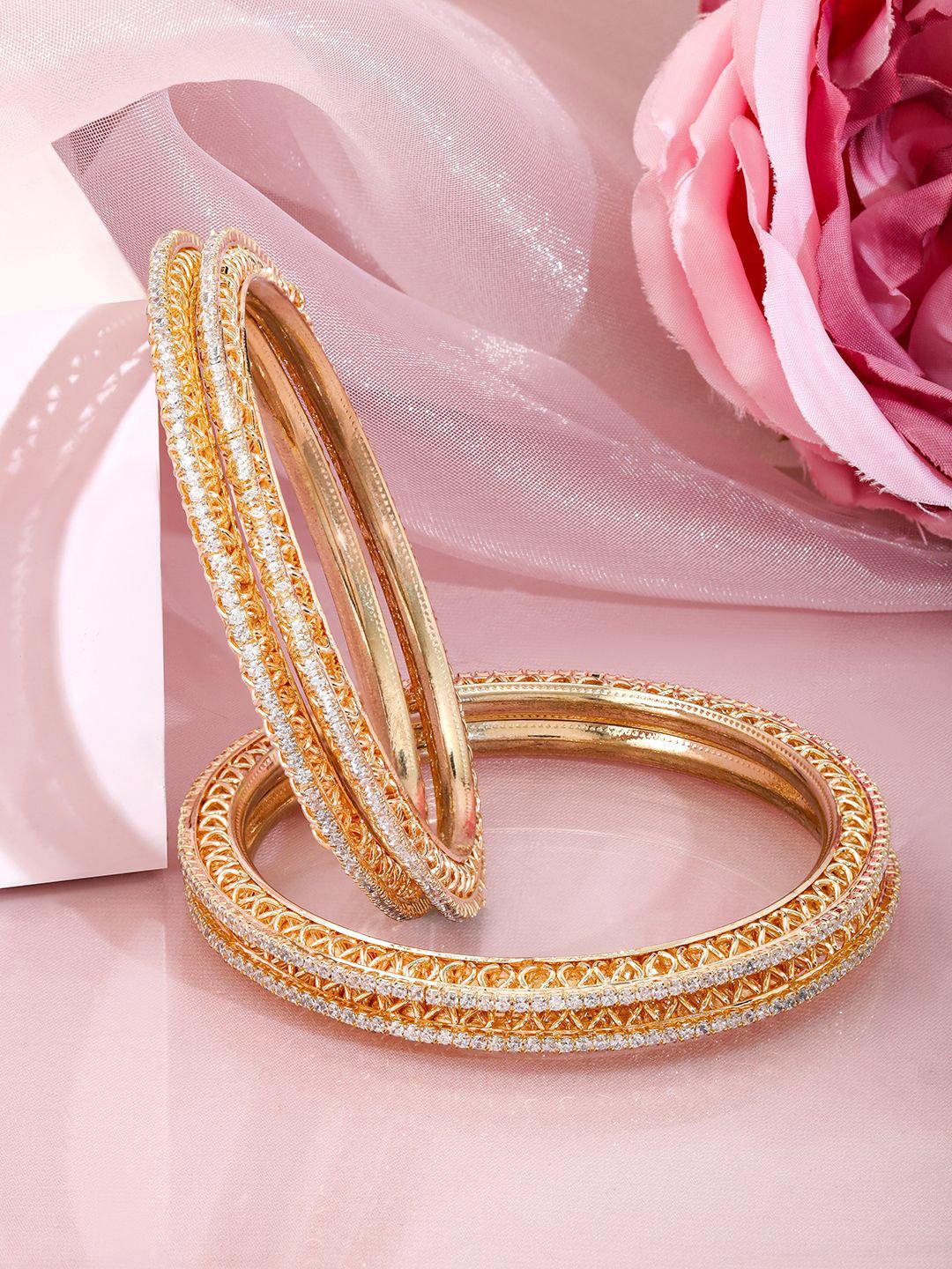 22k Gold Bangles Set Of Buy Rubans Set Of 22K Gold-Plated Cubic