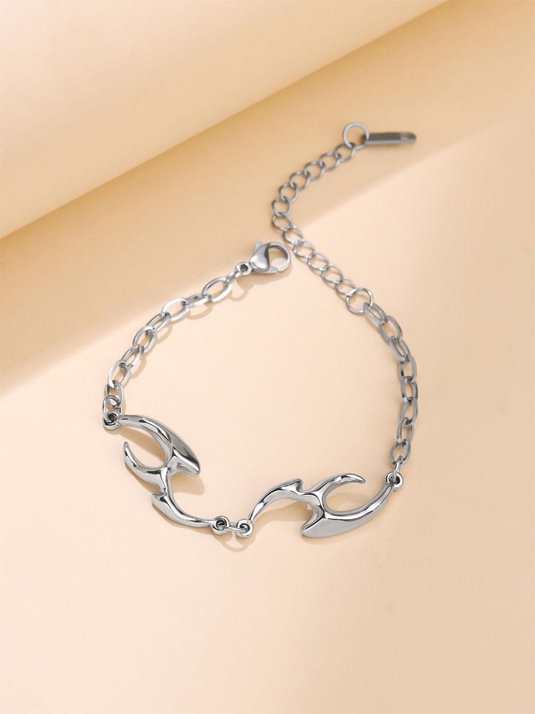 Yellow Chimes Men Silver-Plated Stainless Steel Link Bracelet - Image 1