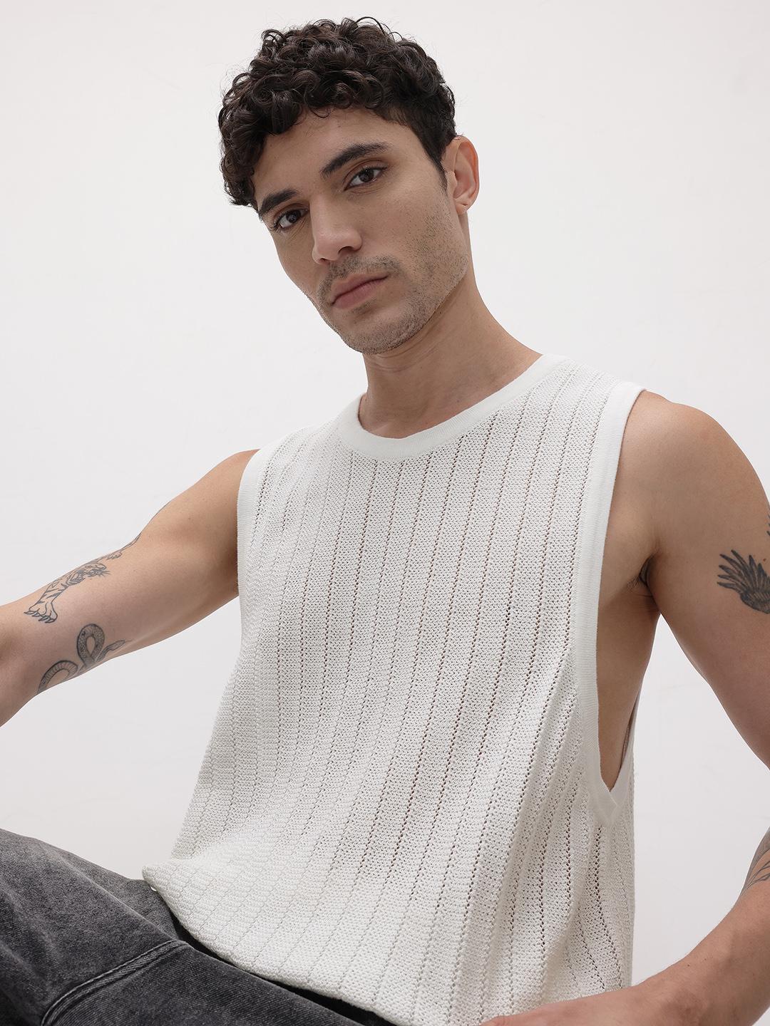 Buy The Roadster Life Co. Open-Weave Pure Cotton Tank T-shirt