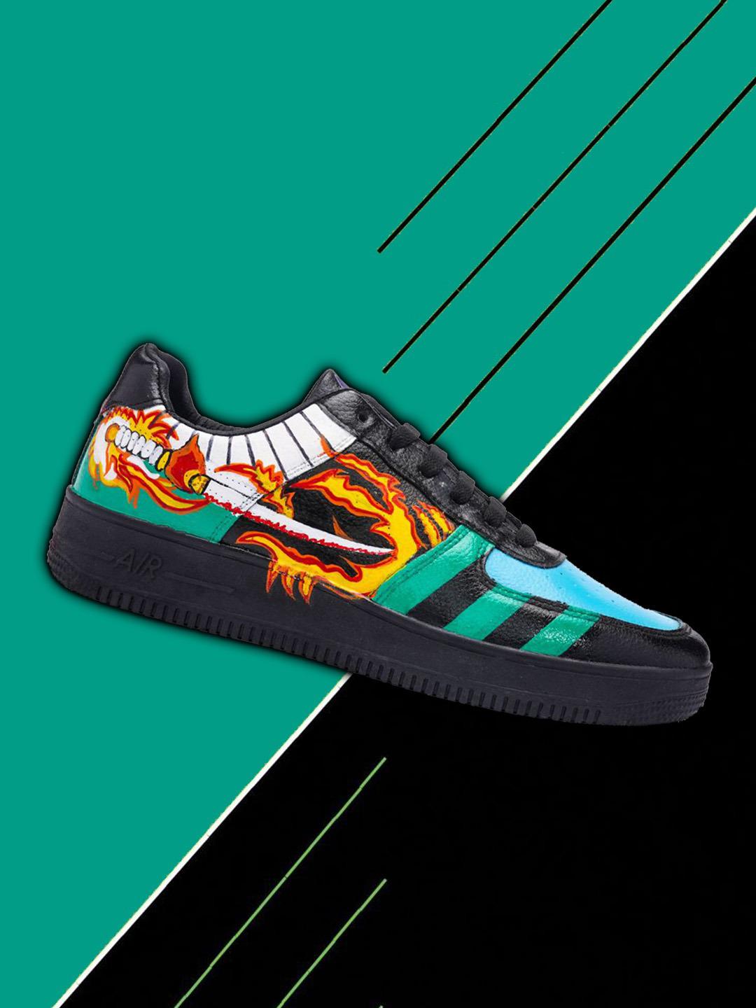 Buy Colour Kicks Men Fire Sword Handpained Sneakers Casual Shoes