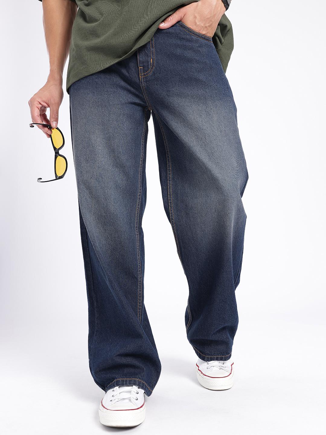 glitchez Men Wide Leg Heavy Fade Jeans - Image 1